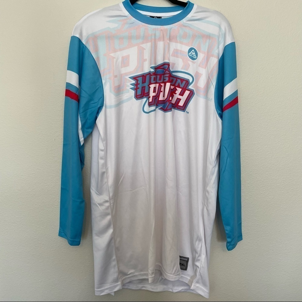 NWT in package Houston push long sleeve white warmup jersey sz.2XL